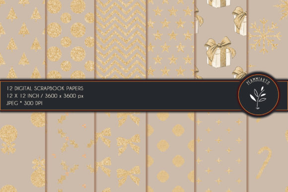 Christmas Beige Gold Digital Paper Review