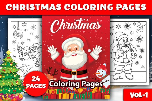 Christmas Coloring Pages with Book Cover for Branding and Packaging