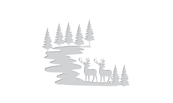 Christmas Deer Forest Graphic Design Asset for Crafts