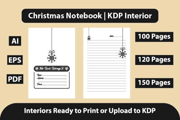 Christmas Notebook KDP Interior for Branding and Marketing
