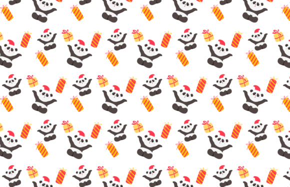 Christmas Pattern Animal Panda Cute for Design Projects