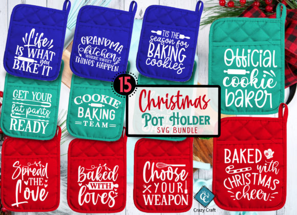 Christmas Pot Holder Bundle SVG Cut File for Crafts