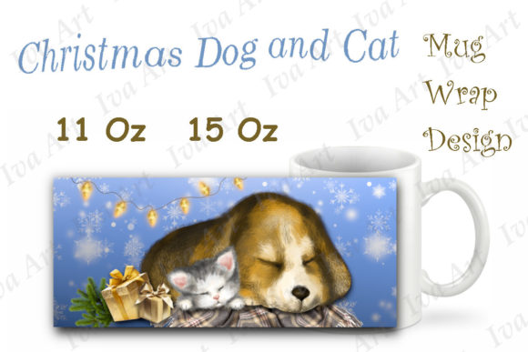 Christmas Puppy and Cat Mug Sublimation for Crafts