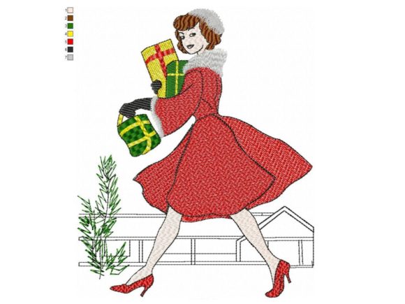 Christmas Shopping Lady Embroidery Design Review