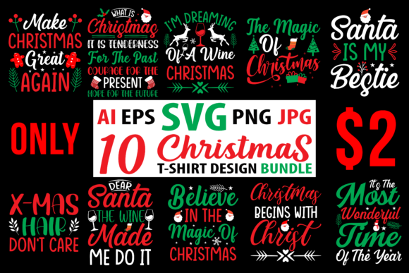 Christmas T-Shirt Design SVG Bundle 6 for Print Templates
