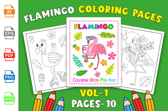 Flamingo Coloring Pages Vol-1 for Branding and Packaging