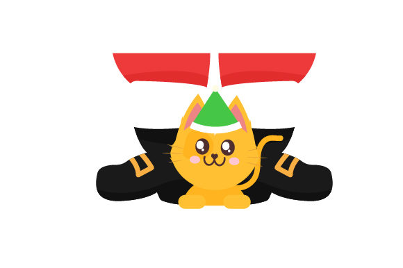 Kawaii-style Christmas Cat for Local Branding