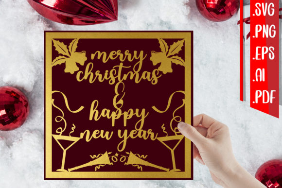 Merry Christmas Happy New Year Card for Crafts