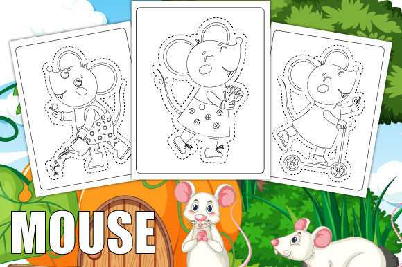 Mouse Scissor Skills Coloring Book Pages for Branding and Marketing