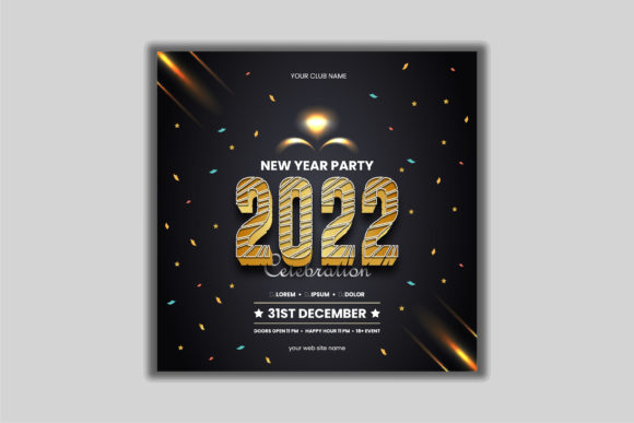New Year Party Event Golden Stylish Graphic Templates