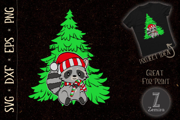 Raccoon Christmas Tree Lights Pajama Embroidery