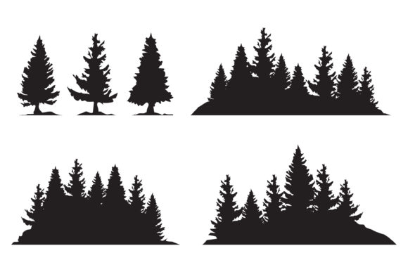Vintage Christmas Tree and Forest Graphic Templates